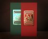  Karácsonyi képeslap - 100x210 mm - oldalra nyitható 2 színben: piros - arany dombornyomás, piros fólianyomat; zöld - arany dombornyomás, zöld fólianyomat