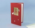  Karácsonyi képeslap - 95x160 mm - oldalra nyitható - betétlappal, formastancolt, ragasztható arany kártyával