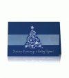 Karácsonyi képeslap - 155x105 mm - felfelé nyitható - ezüst és kék fólianyomású - dombornyomott