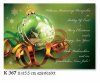 Karácsonyi képeslap - LC/6 méret 155x110 mm - felfelé nyitható - elején magyar, angol, német nyelvű üdvözlőszöveg ezüst fóliával nyomtatva