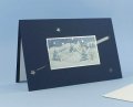  Karácsonyi képeslap - 175x115 mm - felfelé nyitható, formastancolt, betétlappal, beilleszthető kék és ezüst nyomású kártyával
