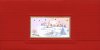 Karácsonyi üdvőzlőlap - 185x95 mm - felfelé 3 részre nyitható - vakdombor nyomású ablak, aranyozott kártyával - betétlapos