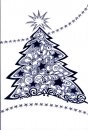Karácsonyi üdvőzlőlap - 115x170 mm - oldalra nyitható - ezüst és kék fólianyomással, domborítva