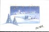 Karácsonyi üdvőzlőlap - 180x115 mm - felfelé nyitható - ezüst nyomású, bélyegstancolt pausz borítóval - betétlapon színes nyomtatás