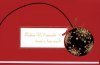 Karácsonyi üdvőzlőlap - 170x115 mm - felfelé nyitható - piros és arany fólianyomású, ablakkivágással