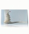 Karácsonyi üdvözlőkártya - 180x100 mm - felfelé nyitható - ezüst papíron piros ezüst fólianyomtatású, domborítva