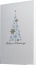 Karácsonyi üdvözlőkártya - 95x155 mm - oldalra nyitható - kék-ezüst fólianyomással, domborítva