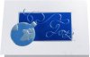 Karácsonyi üdvözlőkártya - 170x115 mm - oldalra nyitható - kék-ezüst fólianyomással, domborítva