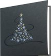 Karácsonyi üdvözlőkártya - 135x135 mm - oldalra nyitható - kék-ezüst-színtelen fólianyomással - betétlapos