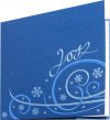 Karácsonyi üdvözlőkártya - 135x135 mm - oldalra nyitható - kék fólianyomással, domborítva - betétlapos