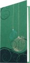 Karácsonyi üdvözlőkártya - 100x200 mm - oldalra nyitható - zöld-arany fólianyomással - betétlapos