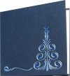 Karácsonyi üdvözlőkártya - 135x135 mm - oldalra nyitható - kék fólianyomással - betétlapos