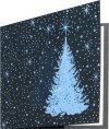 Karácsonyi üdvözlőkártya - 135x135 mm - oldalra nyitható - kék fólianyomással - betétlapos
