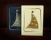 Karácsonyi képeslap - 105x150 mm - oldalra nyitható - krém és kék színekben - aranyozva, domborítással - korlátozott példányban