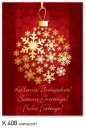   Karácsonyi képeslap - 110x155 mm - oldalra hajtható - aranyozott - kívül magyar-angol-német nyelvű köszöntő - belül üres