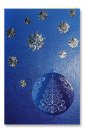 Karácsonyi üdvözlőlap - 100x160 mm - oldalra nyitható - kék nyomású borító ezüst díszítéssel, domborítással