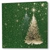 Karácsonyi üdvözlőlap - 135x135 mm - oldalra nyitható - sötétzöld borító - arany-színtelen díszítéssel - betétlapos