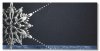 Karácsonyi üdvözlőlap - 200x100 mm - egylapos - fekete papíron ezüst domborított díszítéssel, kék csíkkal