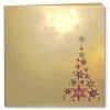 Karácsonyi üdvözlőlap - 135x135 mm - oldalra nyitható - kívül arany, belül fehér karton borító - piros-arany és domborított díszítéssel