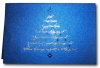 Karácsonyi üdvözlőlap - 150y100 mm - felfelé nyitható - királykék fényes karton borító - ezüst-kék díszítéssel - betétlapos