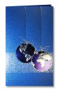 Karácsonyi üdvözlőlap - 100x150 mm - oldalra nyitható - királykék fényes karton borító - ezüst-kék díszítéssel - betétlapos