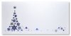 Karácsonyi üdvözlőlap - 200x100 mm - egylapos - gyöngyházfényű papíron kék és ezüst díszítéssel
