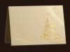   Karácsonyi üdvözlőlap - 150x105 mm - felfelé nyitható - krém színű gyöngyházfényű karton - arany és krém díszítéssel - domborítással