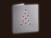       Karácsonyi üdvözlőlap - 130x130 mm - oldalra nyitható -  ezüst gyöngyházfényű karton - piros és ezüst díszítéssel, domborítással