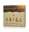   Karácsonyi képeslap - 135x135 mm - oldalra nyitható -világosbarna matt karton - arany és óarany fólianyomással 