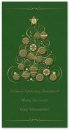   Karácsonyi képeslap - 105x210 mm - oldalra nyitható - zöld színű gyöngyházfényű karton - arany fólia díszítéssel, domborítással