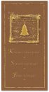   Karácsonyi képeslap - 105x210 mm - oldalra nyitható - óarany színű gyöngyházfényű karton - aranyfólia díszítéssel, domborítással