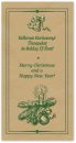   Karácsonyi képeslap - 105x210 mm - oldalra nyitható - aranyszínű gyöngyházfényű karton - zöldfólia díszítéssel, domborítással