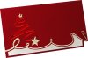  Karácsonyi képeslap - 155x100 mm - felfelé nyitható - piros stancolt aljú matt karton, prégelt aranyozott és piros mintával -  beige színű betétlappal
