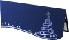  Karácsonyi képeslap - 210x100 mm - felfelé nyitható - alján stancolt sötétkék bordázott karton, prégelt ezüst és kék mintával - beige betétlappal