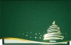 Karácsonyi képeslap - 155x100 mm - felfelé nyitható - alul stancolt bodrázott zöld karton, jobb oldalán prégelt aranyozással stilizált karácsonyfa - vékony beige színű betétlappal    