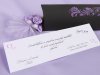    Esküvői meghívó - 270x75 mm - tasak: feketematt karton, lila mintával, ablakkal - betétlap: fehér