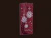 Karácsonyi üdvözlőlap - 100x210 mm  - oldalra nyitható - bordó gyöngyházfényű karton - bordó és ezüst fóliadíszítéssel
