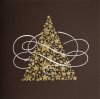 Karácsonyi üdvözlőlap - 135x135 mm - oldalra hajtható - sötétbarna matt karton - arany és fehér fóliadíszítéssel - betétlapos