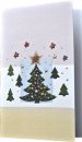 Karácsonyi képeslap - 100x155 mm - oldalra nyitható - aranyozott dombornyomású fedőlappal