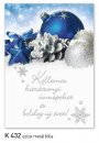 Karácsonyi képeslap - LC/6 - ezüstözött díszítés - belül üres