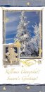    Karácsonyi képeslap - 105x210 mm - aranyozott díszítéssel - belül magyar-angol-német-francia szöveg