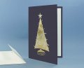 Karácsonyi képeslap - 115x175 mm - oldalra nyitható - különleges sötétkék kartonborítóval, arany-ezüst nyomással, betétlappal