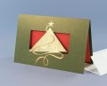  Karácsonyi képeslap - 175x115 mm -felfelé nyitható - formastancolt arany nyomású, vörösarany dombornyomású fedlap, piros betétlap