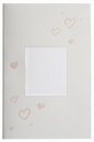    Esküvői meghívó - 100x155 mm - oldalra nyitható - rózsaszín dombornyomású, ablakos pausz borítóval, betétlap dombornyomott - boríték, menü-köszönő-vacsorakártya rendelhető hozzá - esetleg egyszerűbb borító nélküli kivitelben