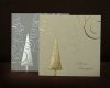 Karácsonyi képeslap - 135x135 mm - oldalra nyitható 2 színben: kékes ezüst - ezüst és kékes dombornyomás; krém - arany és krém dombornyomás