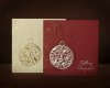  Karácsonyi képeslap - 135x135 mm - oldalra nyitható 2 színben: bordó - ezüst és bordó dombornyomás; krém - arany és krém dombornyomás